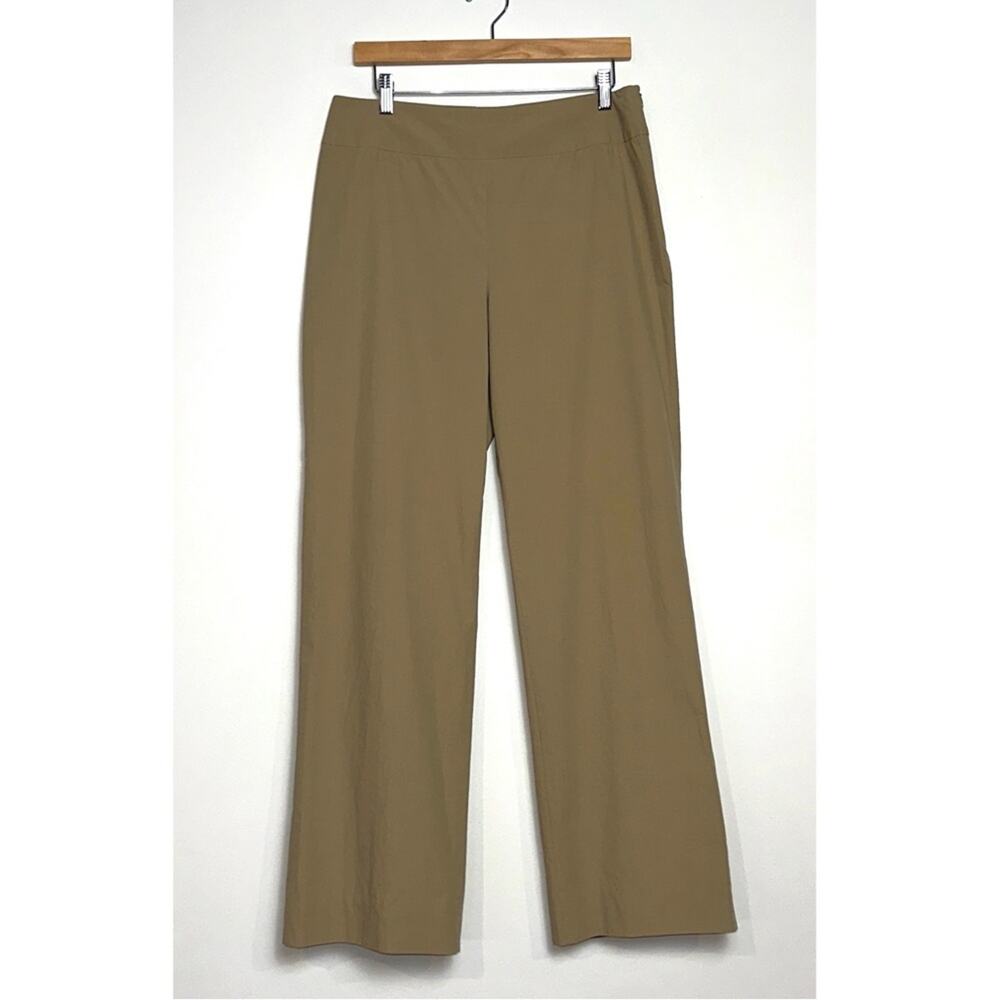 AKRIS Straight-Leg 100% Cotton Side-Zip Pants in Khaki